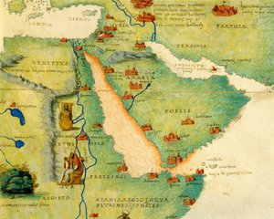 Etiópia, Mar Vermelho e Arábia Saudita, de um Atlas do mundo em 33 mapas, Veneza, 1º de setembro de 1553 (tinta em velino) (detalhe de 330946)